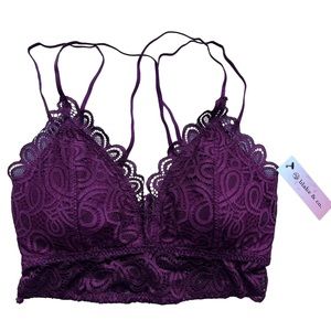 Burgundy (Red Wine)LACE Racerback BRALETTE~Women's MEDIUM~NEW w/tags~Blake & Co.